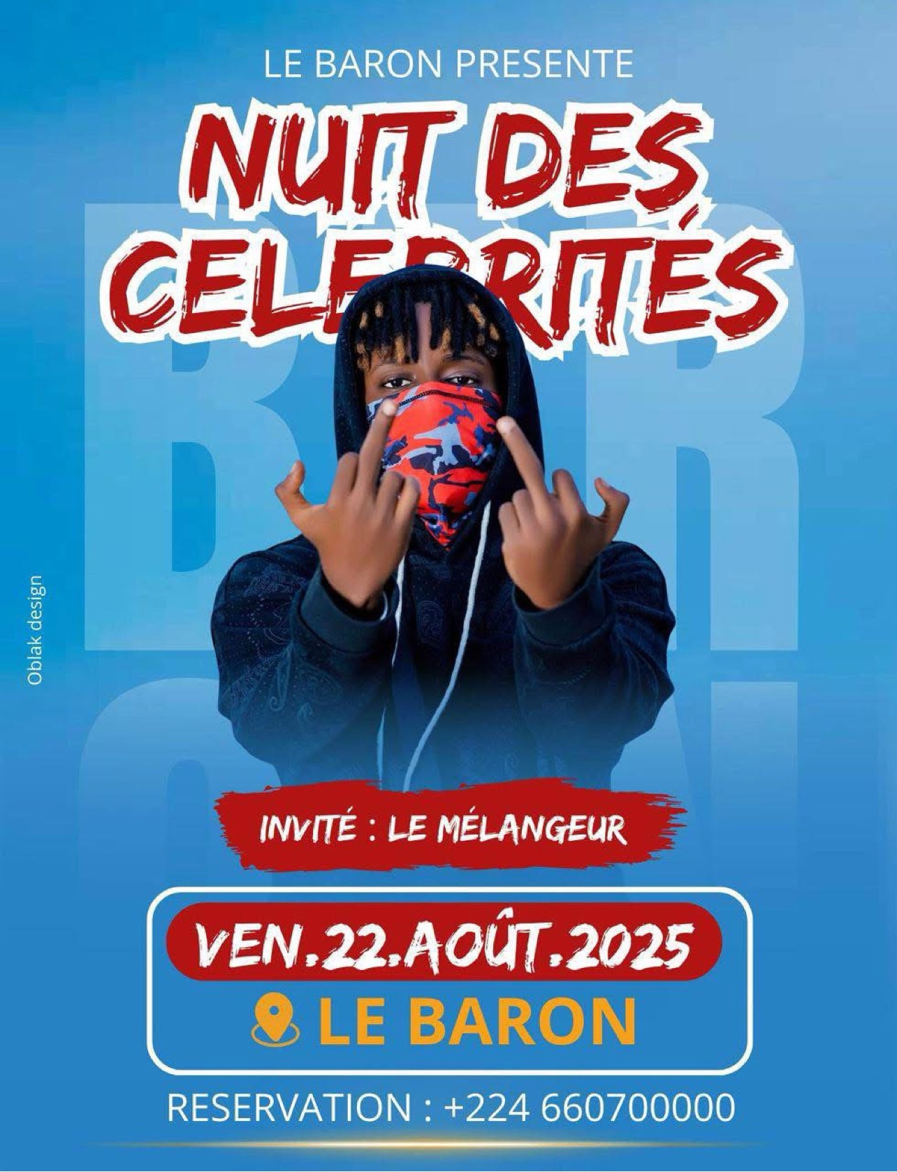 Affiche Nuit des Célébrités — vendredi 22 août 2025, Le Baron ; Le Mélangeur invité