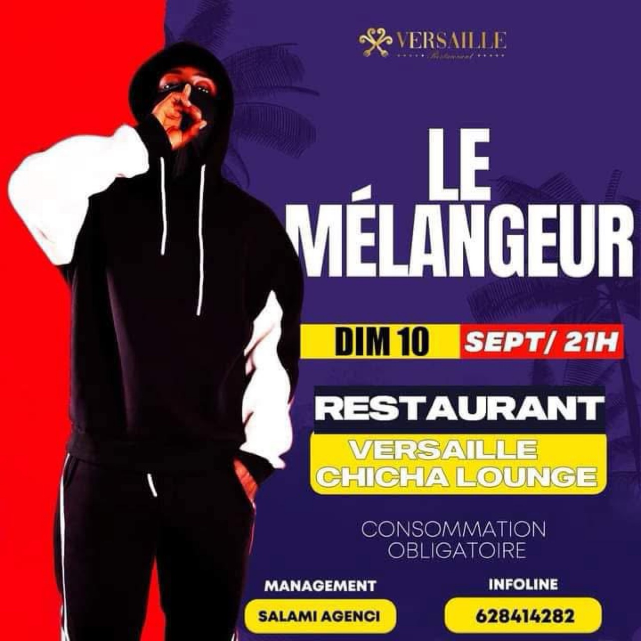 Affiche du showcase au Versaille Chicha Lounge, dimanche 10 septembre